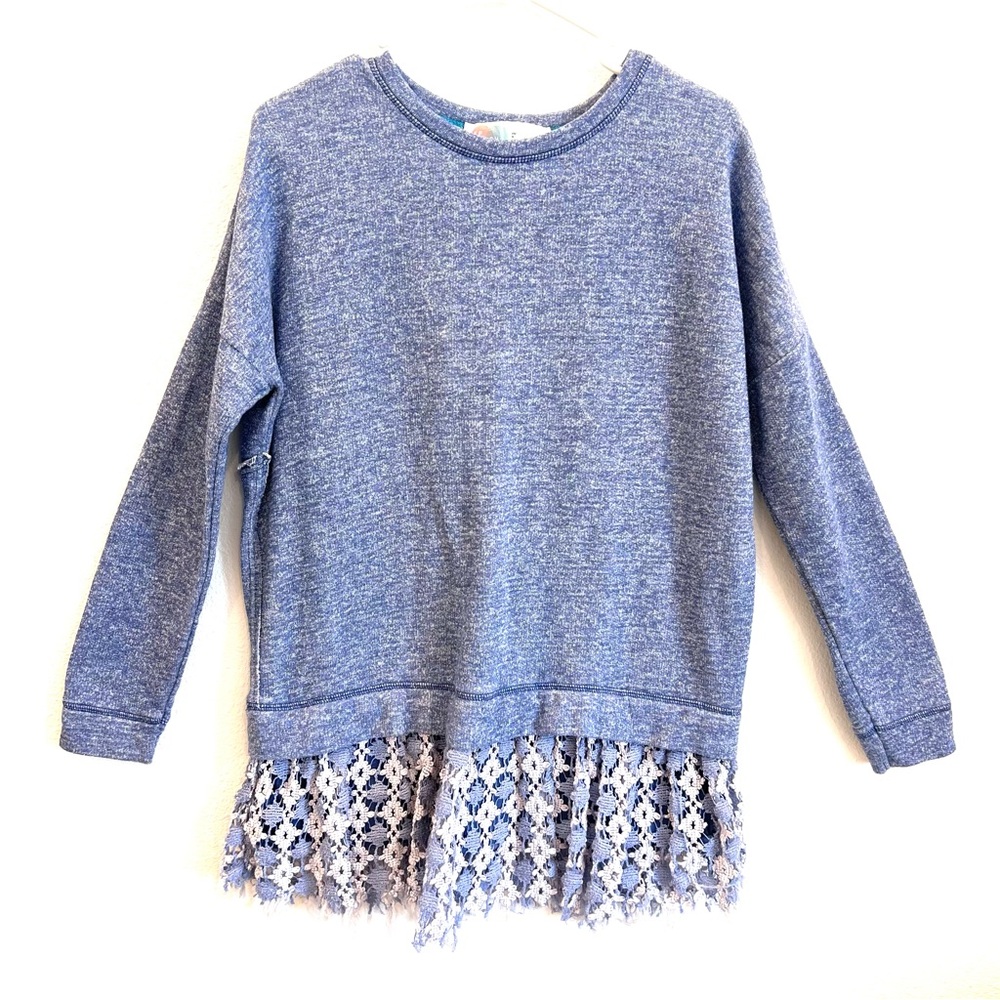 Free People Lace Hem Tunic Sweatshirt - Super Soft and Roomy EUC